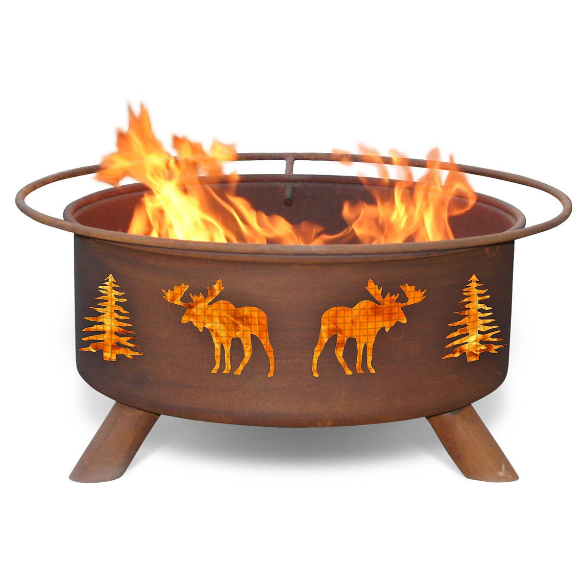 Patina Products F108 Moose & Trees Steel Outdoor Fire Pit - 24 x 24 x ...