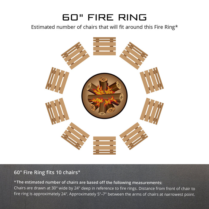 PD Metals MBF00960 Mans Best Friend Unpainted 12 in. Tall 60 in. Diameter Outdoor Fire Ring - 60 x 60 x 12 in. - Unpainted Metal Gray