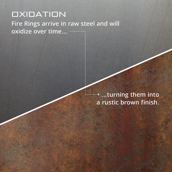 PD Metals HPC01837 Happy Camper Unpainted 12 in. Tall 37 in. Diameter Outdoor Fire Ring - 37 x 37 x 12 in. - Unpainted Metal Gray